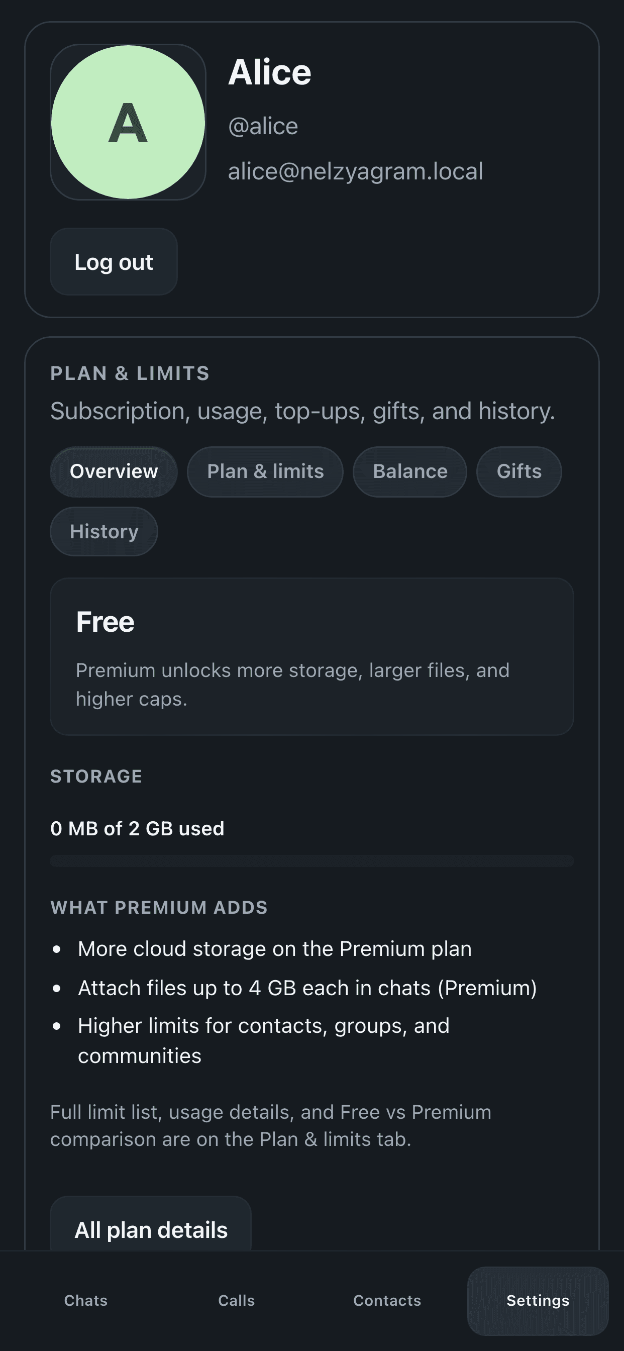 Экран настроек и безопасности Yullama на телефоне